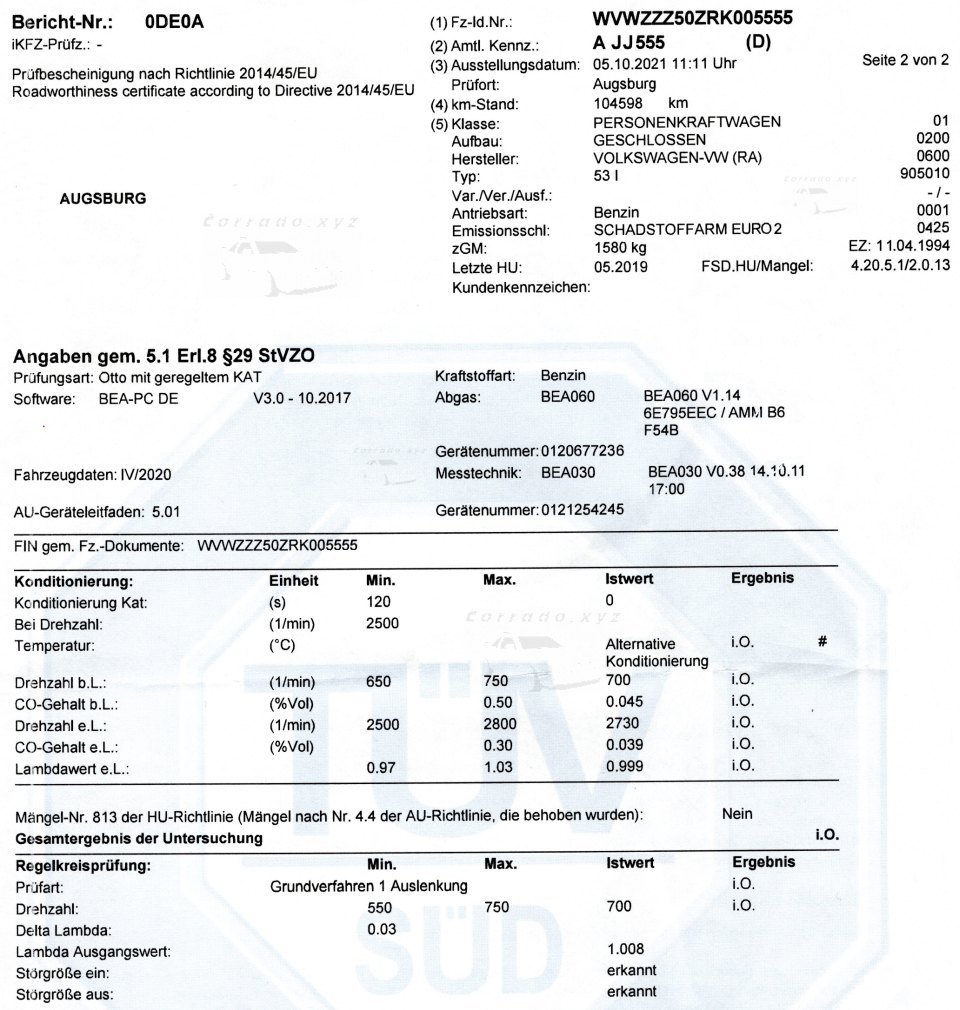 Bericht Abgasuntersuchung