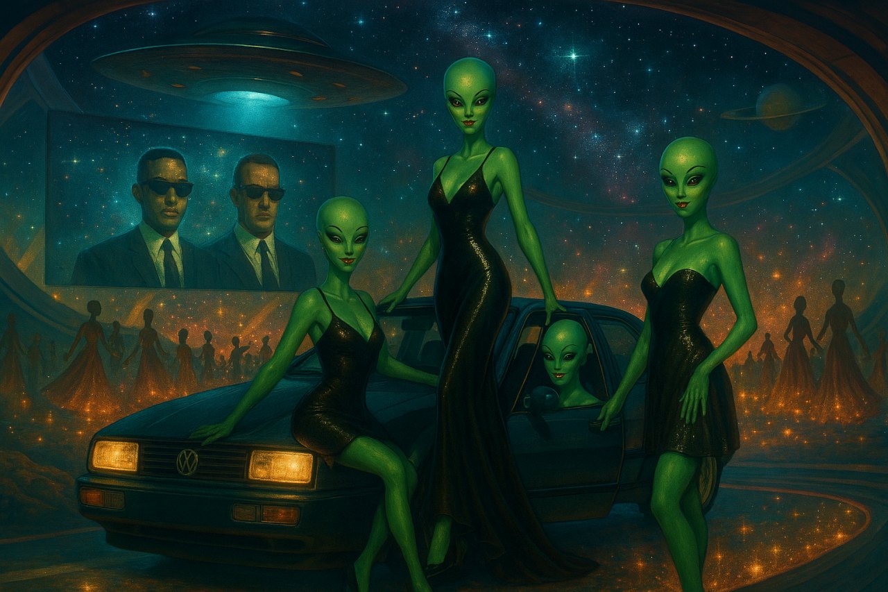 Aliendamen sind mit dem VW Corrado ins intergalaktische Kino gefahren.