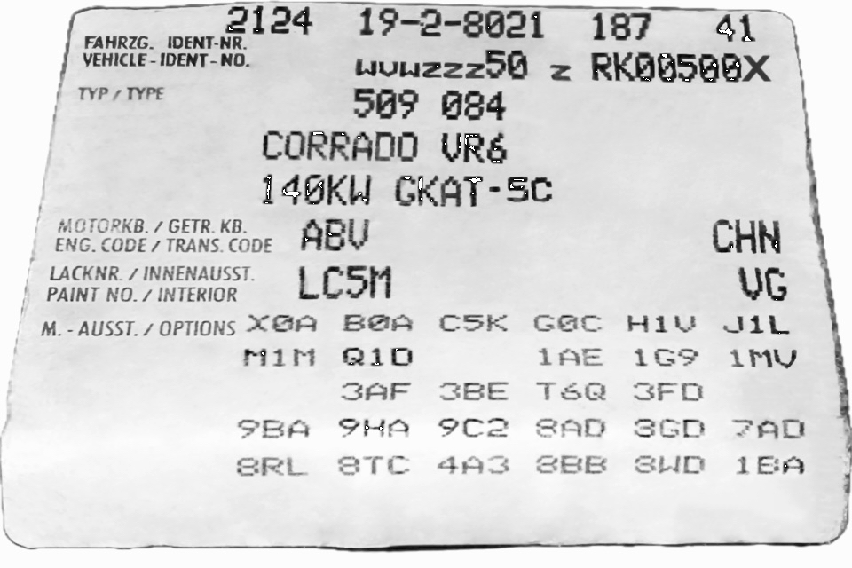 Der Aufkleber im Kofferraum - die Datenquelle